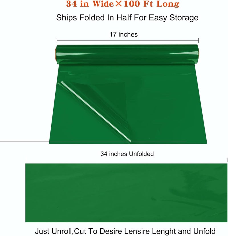 Giiffu Clear Cellophane Wrap Roll-Green Plastic Cello Paper Roll 34 In Wide X 100 Ft Long, 3 Mil Thick Gift Wrapping Paper for Hampers, Flower Paper Wrap For Bouquets, Baskets, Treats, DIY Arts Crafts Décor - Image 2